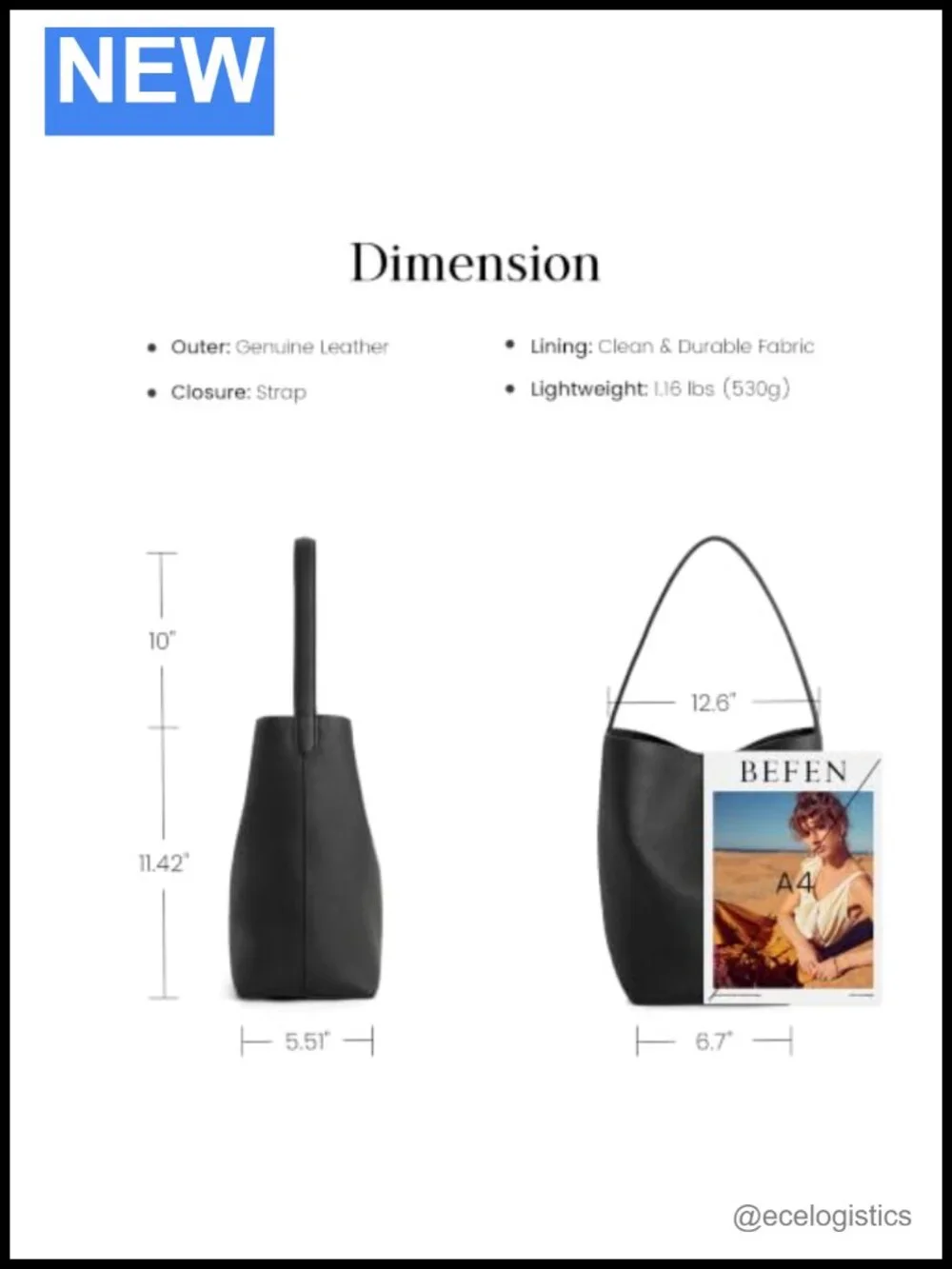 Genuine Leather Pebbled Bucket Bag for Women, Soft Shoulder Bag with Pockets